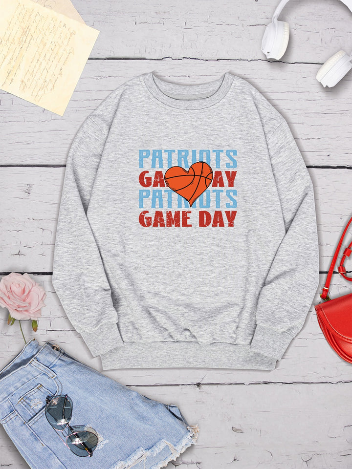 PATRIOTS GAME DAY Round Neck Dropped Shoulder Sweatshirt | Trendsi