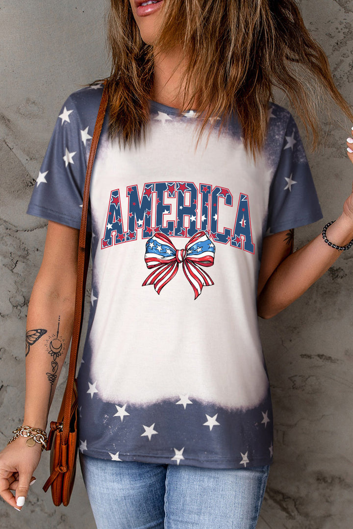 AMERICA Round Neck Short Sleeve T-Shirt | Trendsi