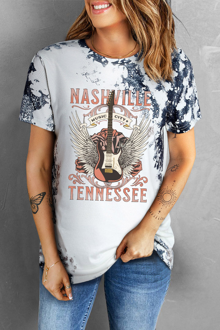 Guitar Graphic Round Neck Short Sleeve T-Shirt | Trendsi