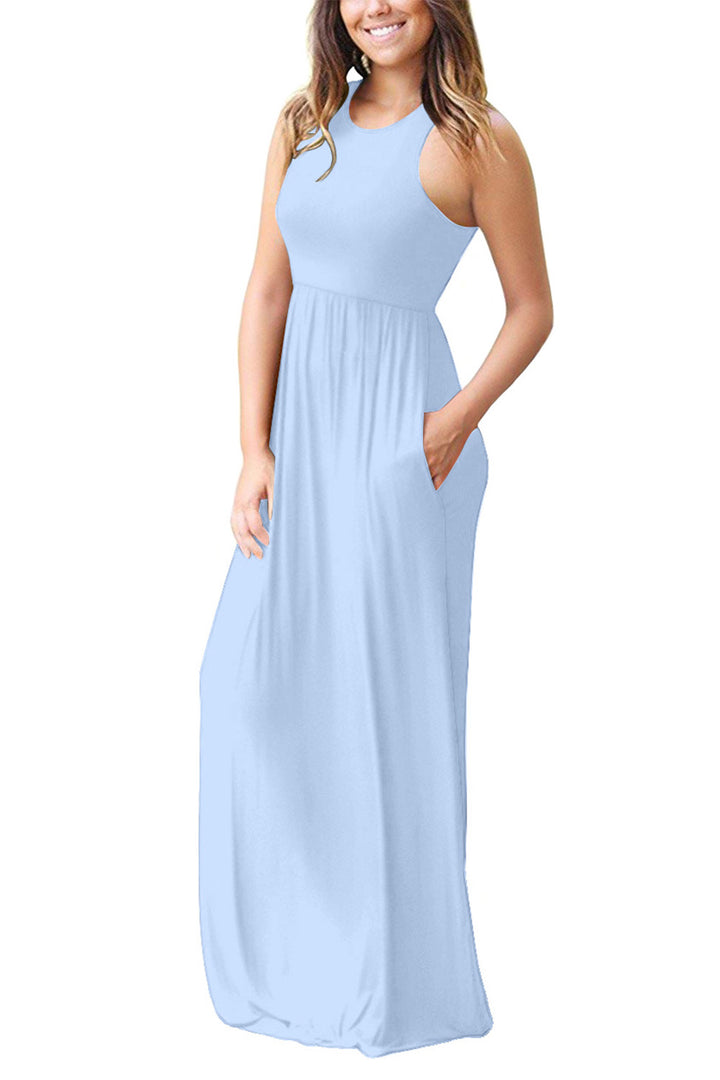 Full Size Grecian Neck Dress with Pockets | Trendsi