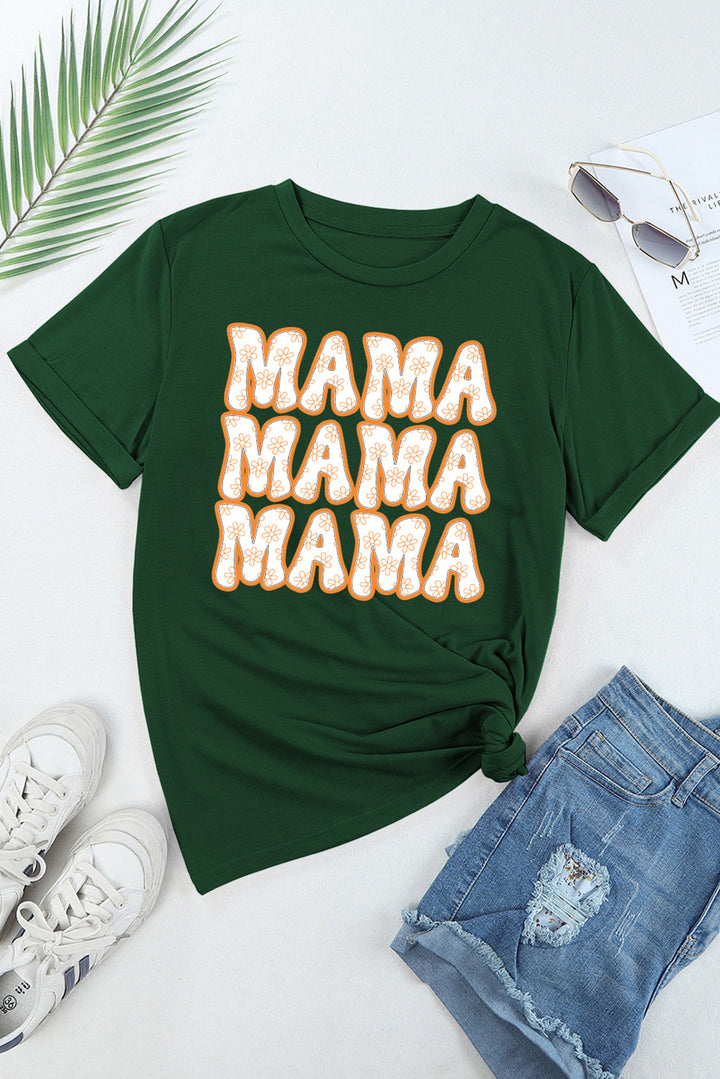 MAMA Round Neck Short Sleeve T-Shirt | Trendsi