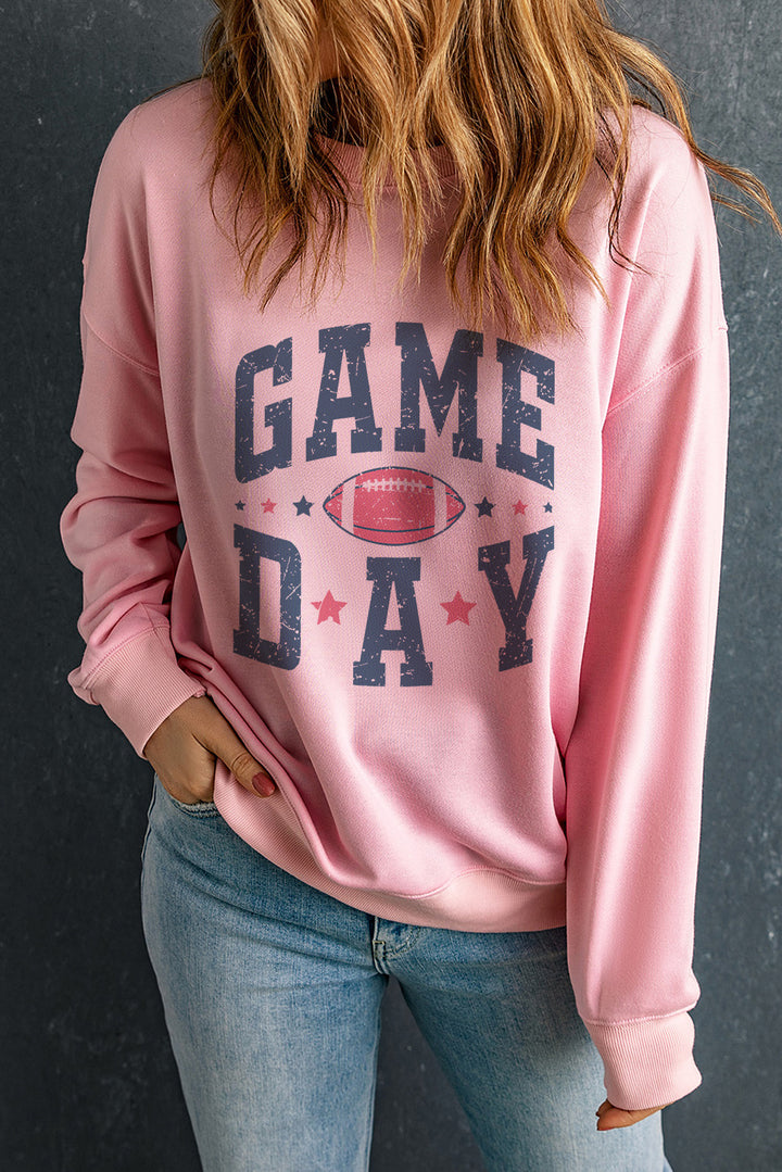 GAME DAY Round Neck Long Sleeve Sweatshirt | Trendsi