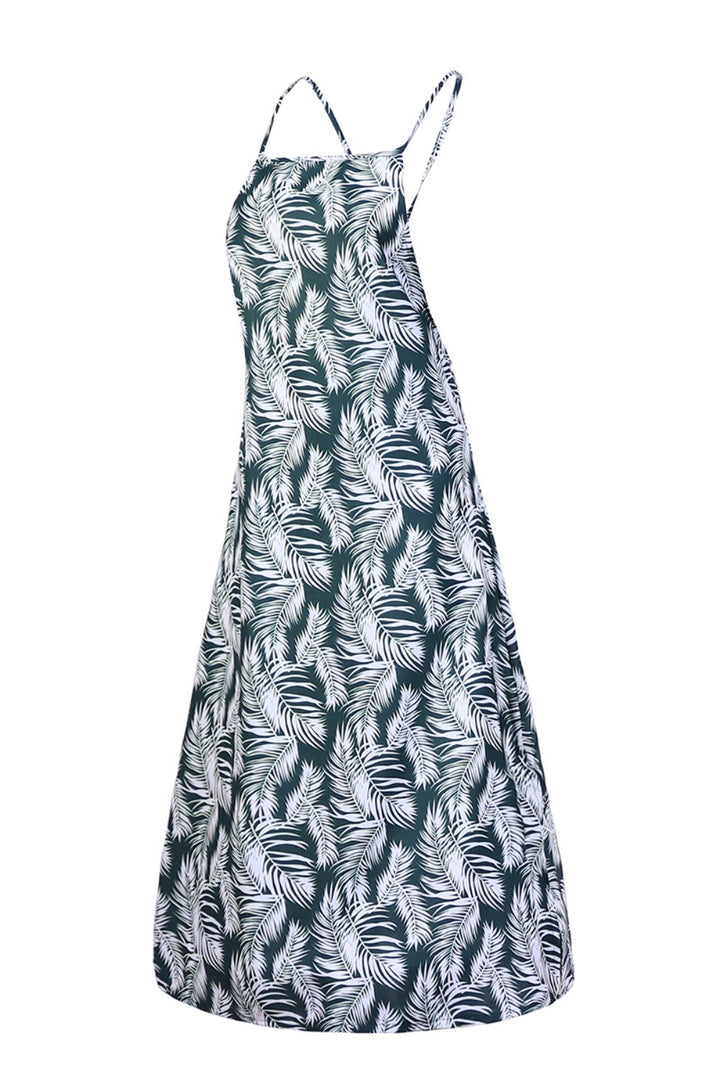 Slit Crisscross Printed Sleeveless Cami Dress | Trendsi
