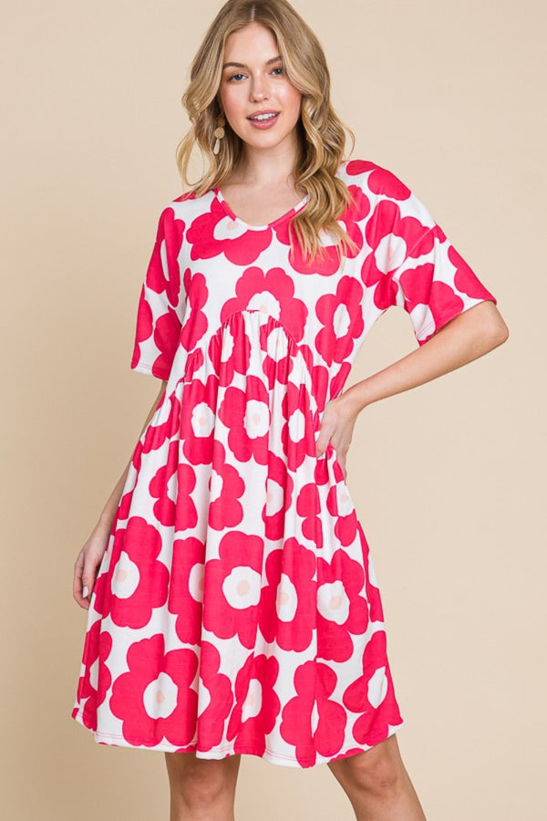 BOMBOM Flower Print Ruched Dress | Trendsi