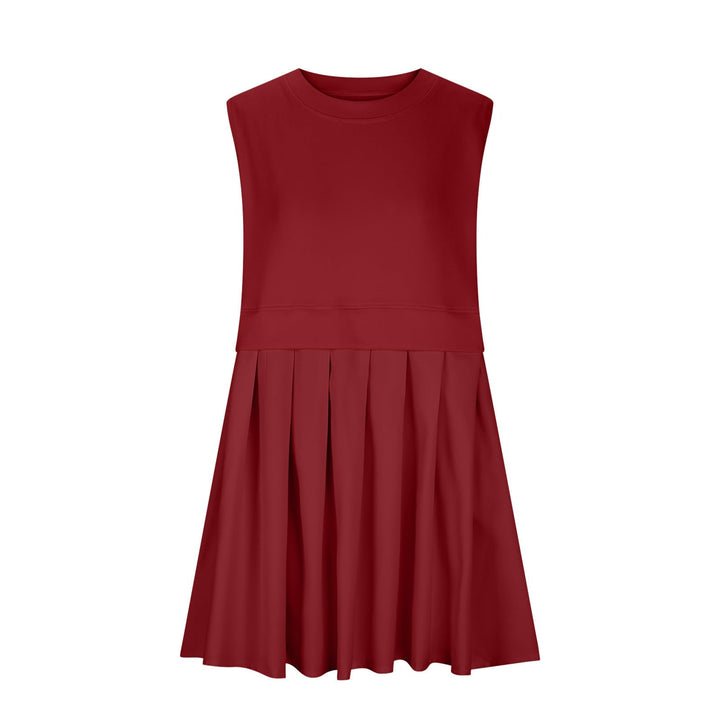 Pleated Round Neck Sleeveless Mini Dress | Trendsi