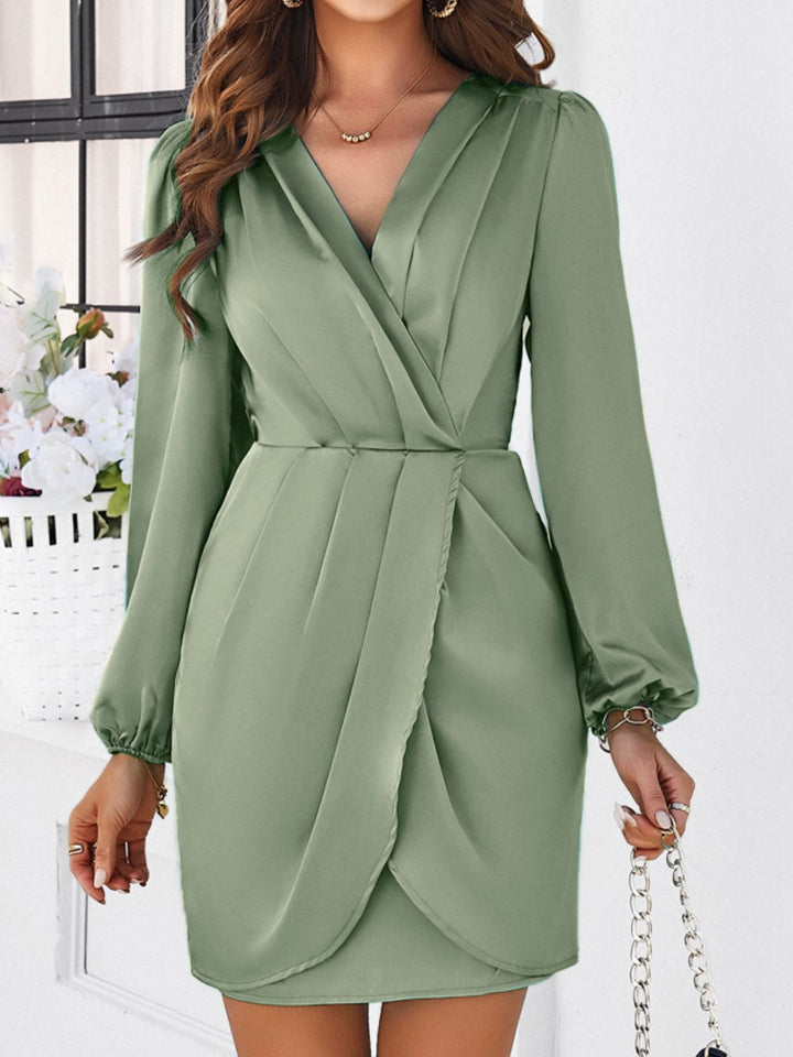 Ruched Surplice Long Sleeve Mini Dress | Trendsi