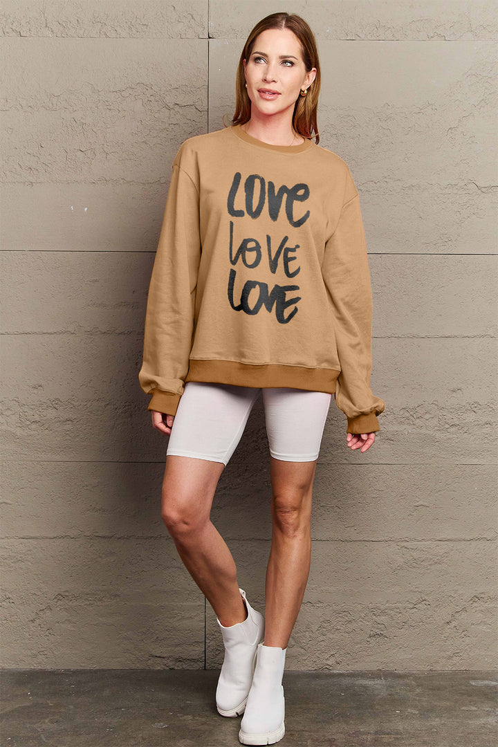 Simply Love Full Size LOVE Round Neck Sweatshirt | Trendsi