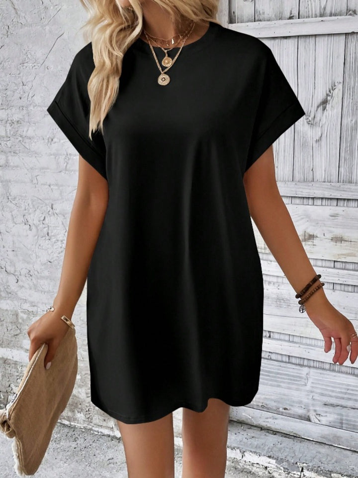 Pocketed Round Neck Short Sleeve Dress | Trendsi