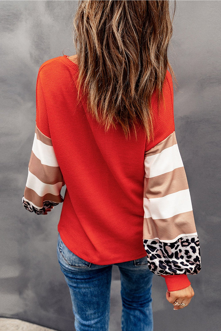 Letter Graphic V-Neck Long Sleeve Top | Trendsi