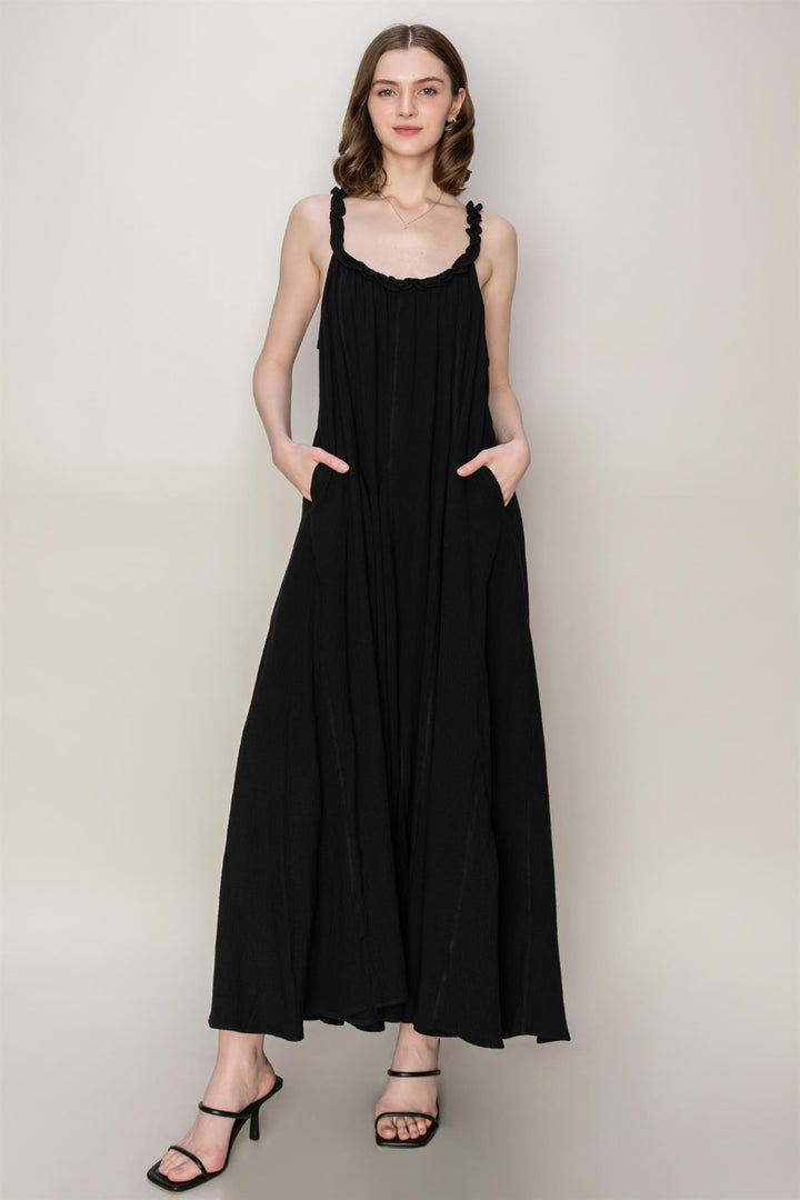 HYFVE Frill Sleeveless A-Line Maxi Dress | Trendsi