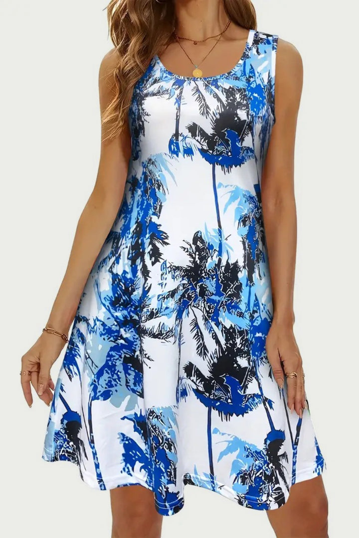 Printed Scoop Neck Wide Strap Mini Dress | Trendsi