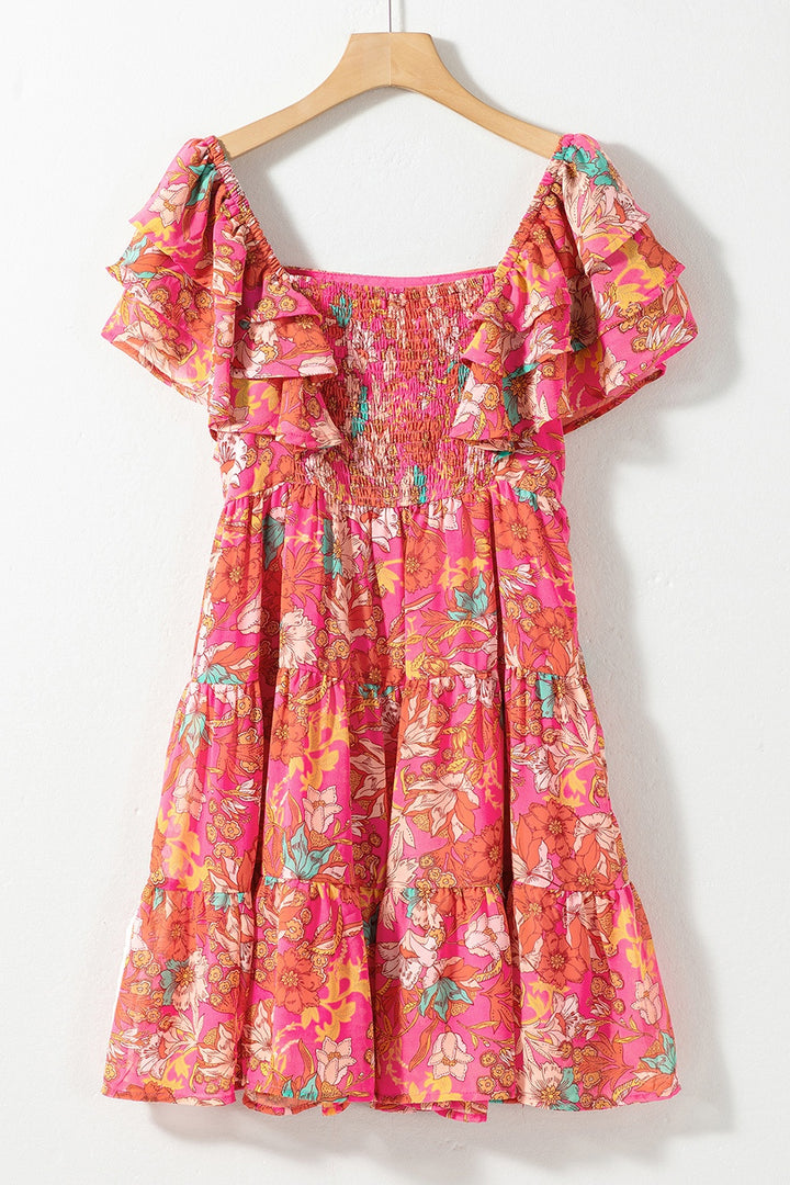 Ruffled Printed Square Neck Dress | Trendsi