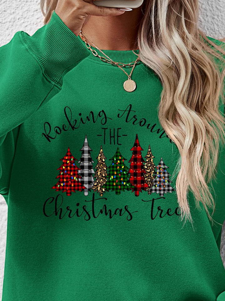 Christmas Tree Graphic Round Neck Sweatshirt | Trendsi