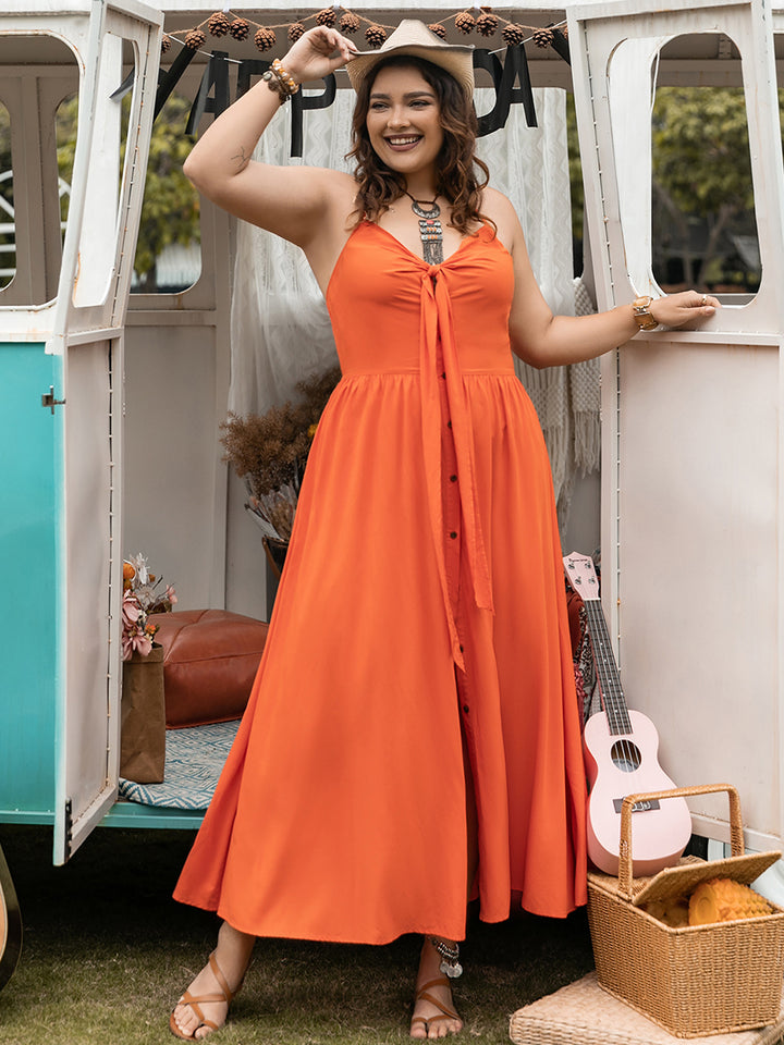 Plus Size Halter Neck Midi Dress | Trendsi