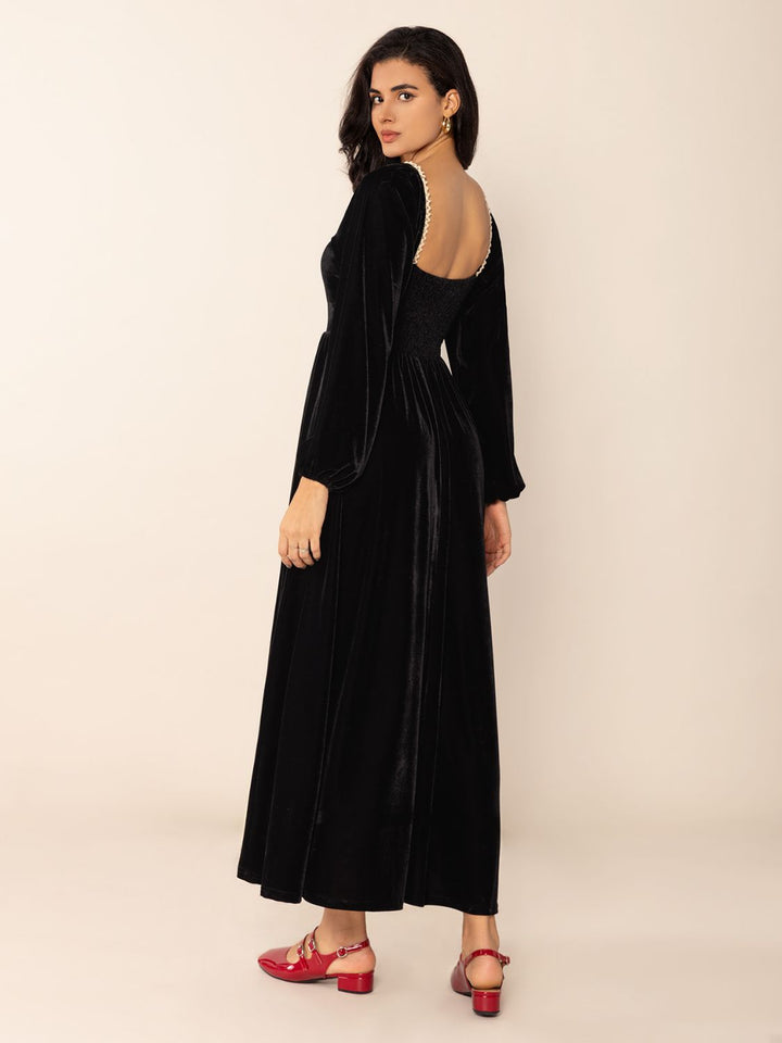 Sweetheart Neck Long Sleeve Midi Dress | Trendsi