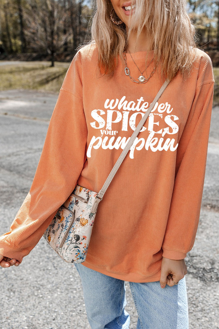 Letter Graphic Round Neck Long Sleeve Oversize Sweatshirt | Trendsi