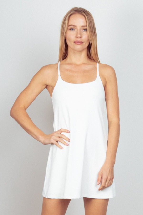 VERY J Sleeveless Active Tennis Dress with Unitard Liner | Trendsi