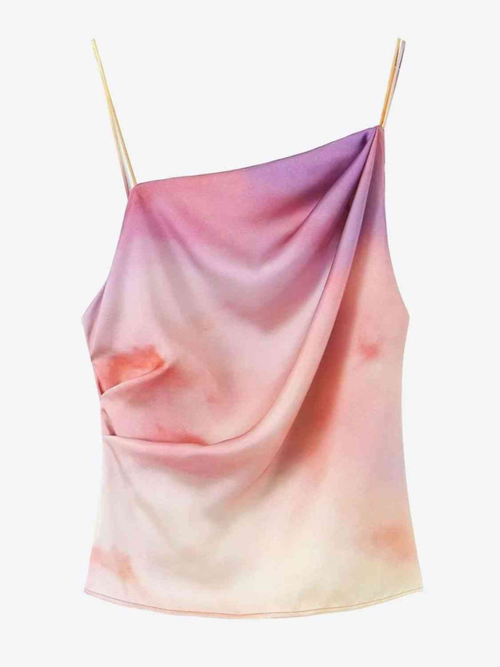 Tie-Dye Asymmetrical Neck Ruched Cami | 1mrk.com