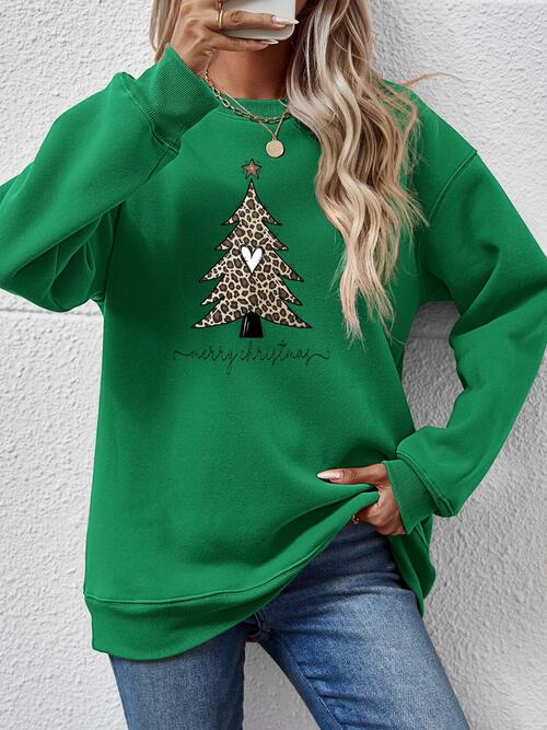 Christmas Tree Graphic Long Sleeve Sweatshirt |1mrk.com