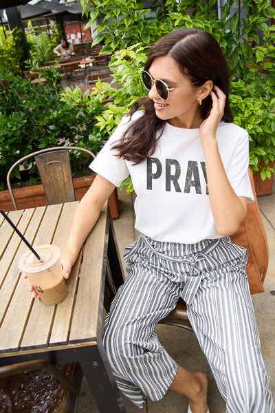 Simply Love Full Size PRAY Round Neck T-Shirt | Trendsi