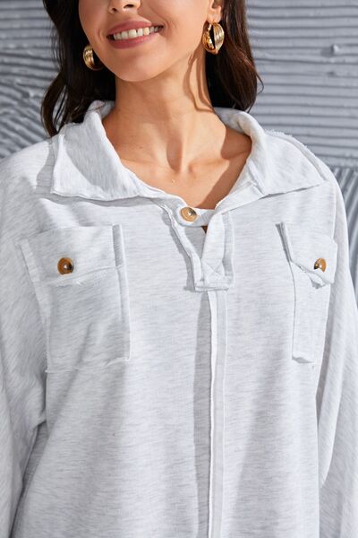 Exposed Seam Collared Neck Sweatshirt |1mrk.com