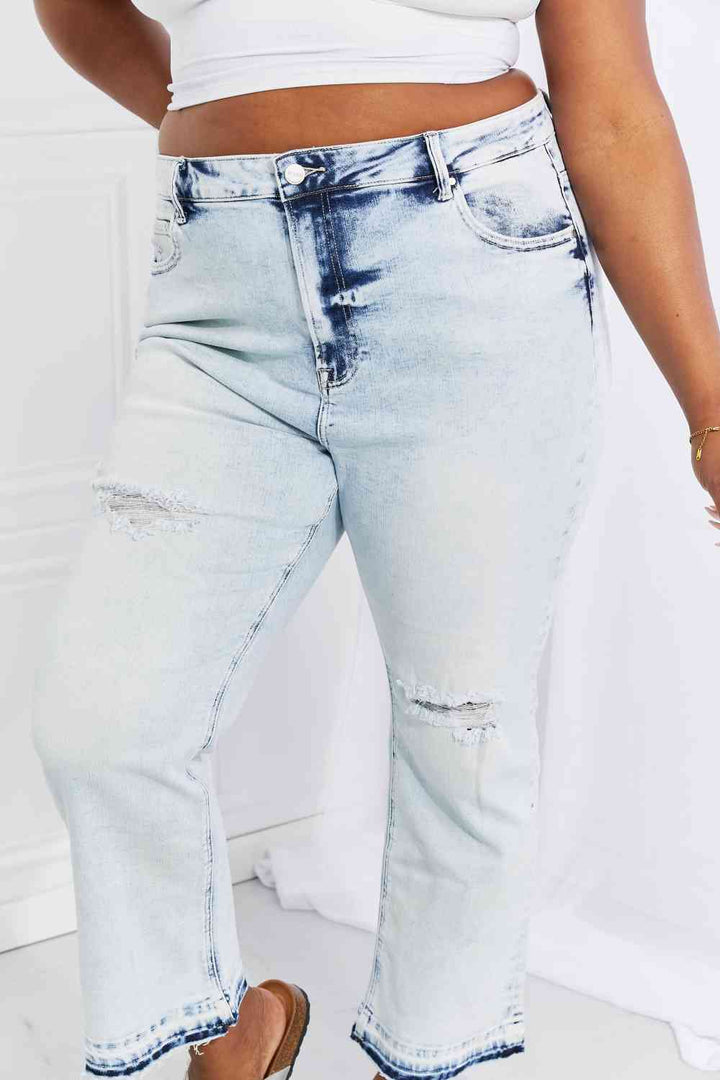 RISEN Full Size Camille Acid Wash Crop Straight Jeans | 1mrk.com