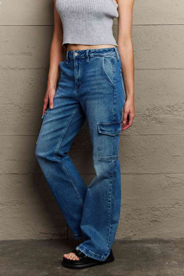 Kancan Holly High Waisted Cargo Flare Jeans | 1mrk.com