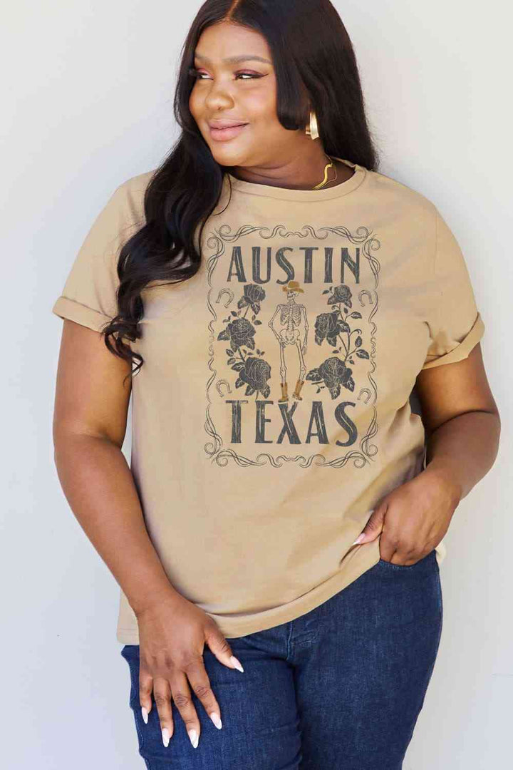 Simply Love Full Size AUSTIN  TEXAS Graphic Cotton T-Shirt | 1mrk.com