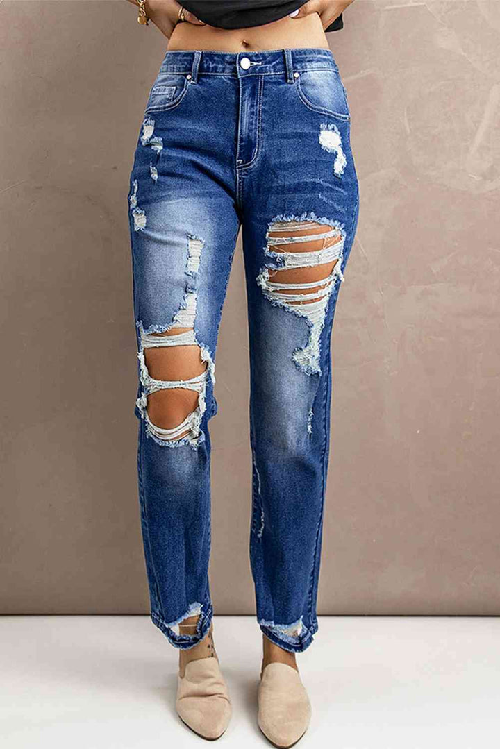 Baeful Distressed High-Rise Jeans with Pockets | 1mrk.com