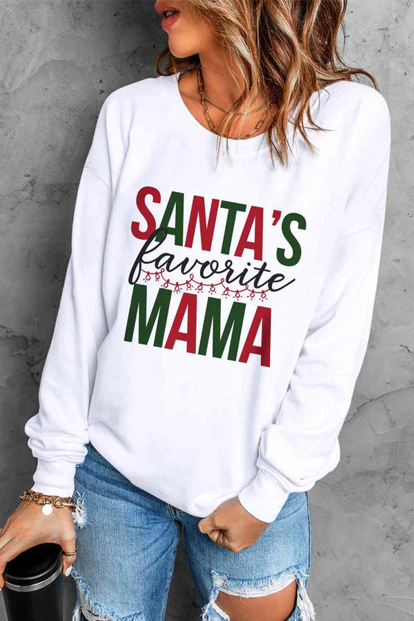 SANTA'S FAVORITE MAMA Graphic Sweatshirt |1mrk.com