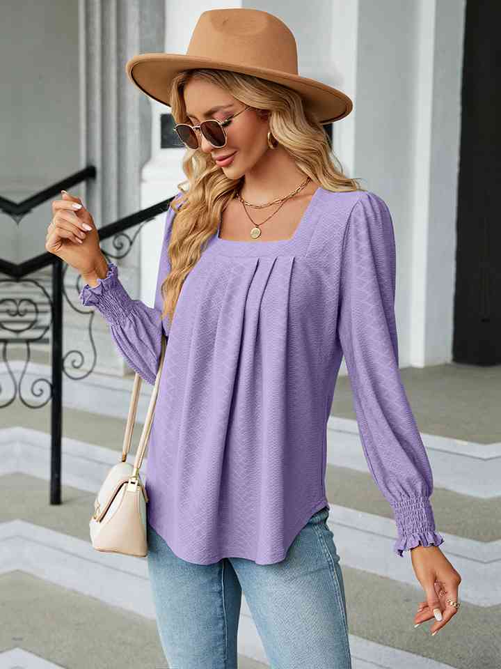 Square Neck Puff Sleeve Blouse | 1mrk.com