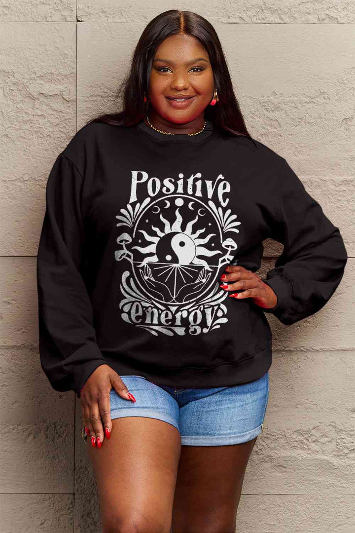 Simply Love Full Size POSITIVE ENERGY Graphic Sweatshirt |1mrk.com