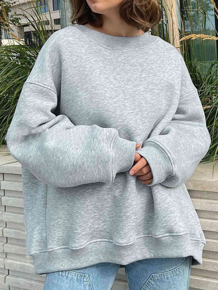 Oversize Round Neck Dropped Shoulder Sweatshirt |1mrk.com