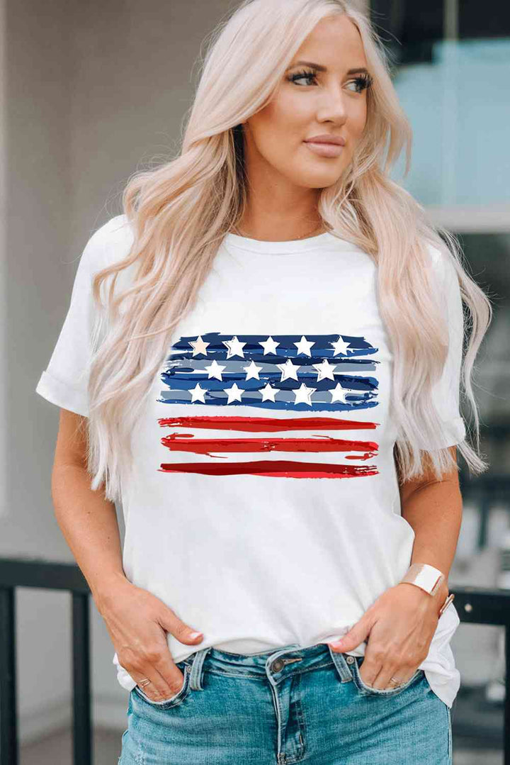 US Flag Graphic Round Neck Tee | 1mrk.com