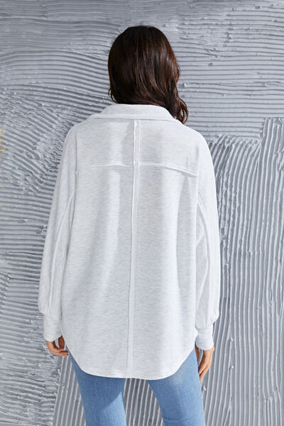 Exposed Seam Collared Neck Sweatshirt |1mrk.com