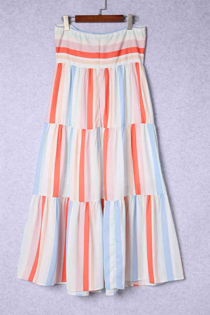 Striped Strapless Sweetheart Neck Dress |1mrk.com