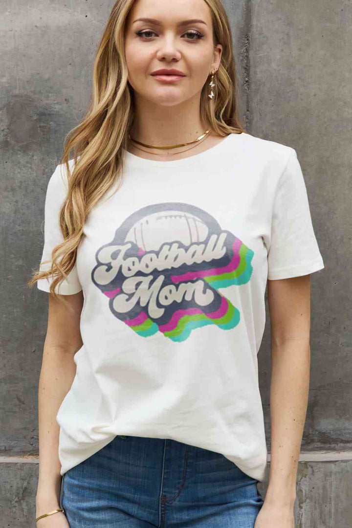 Simply Love Full Size FOOTBALL MOM Graphic Cotton Tee | 1mrk.com