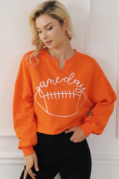 GAME DAY Ball Graphic Notched Sweatshirt |1mrk.com