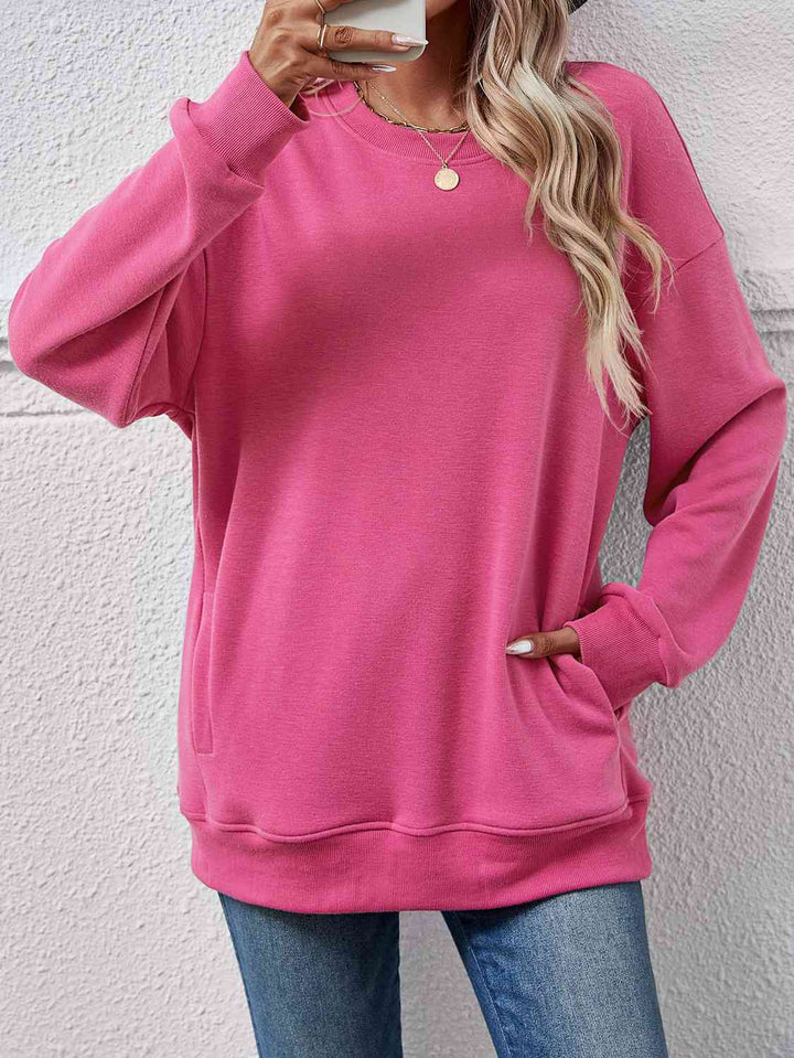 Dropped Shoulder Sweatshirt with Pockets |1mrk.com