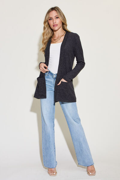 Zenana Open Front Long Sleeve Cardigan | Trendsi