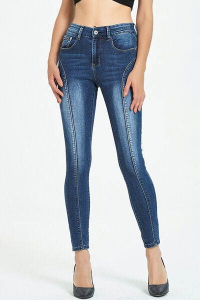 Side Stripe Cropped Skinny Jeans | 1mrk.com