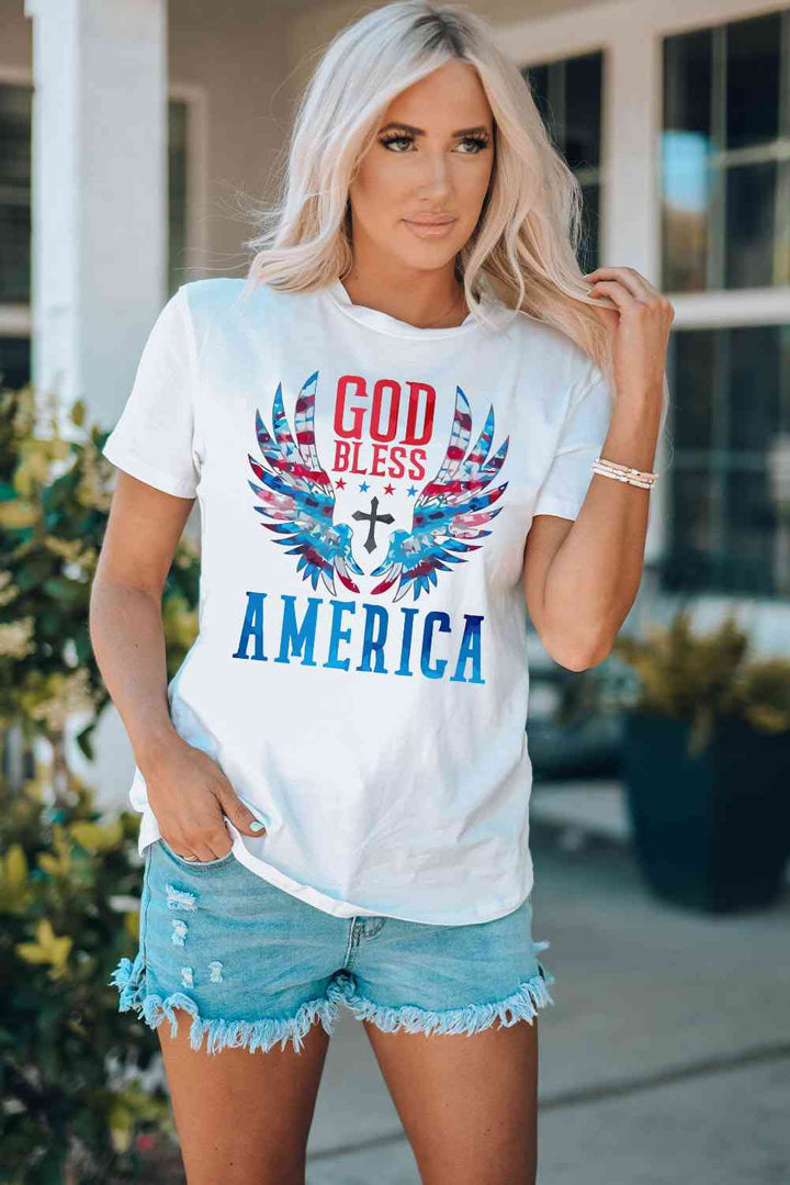 GOD BLESS AMERICA Cuffed Tee Shirt | 1mrk.com