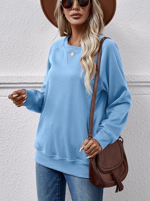 Round Neck Long Sleeve Sweatshirt |1mrk.com