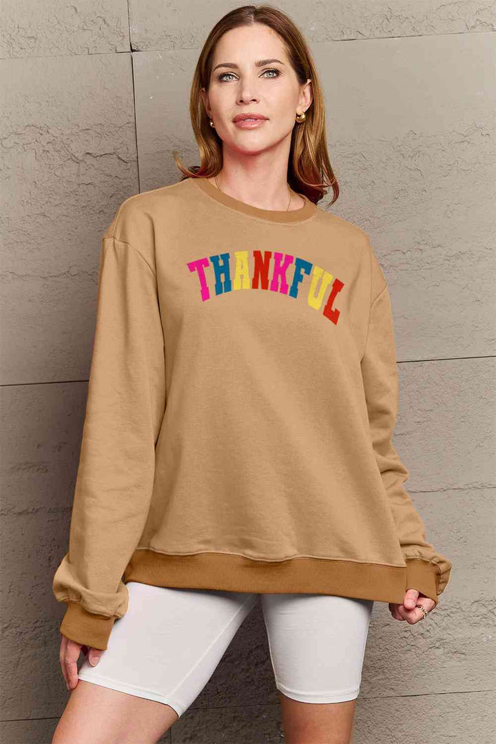 Simply Love Full Size THANKFUL Graphic Sweatshirt |1mrk.com