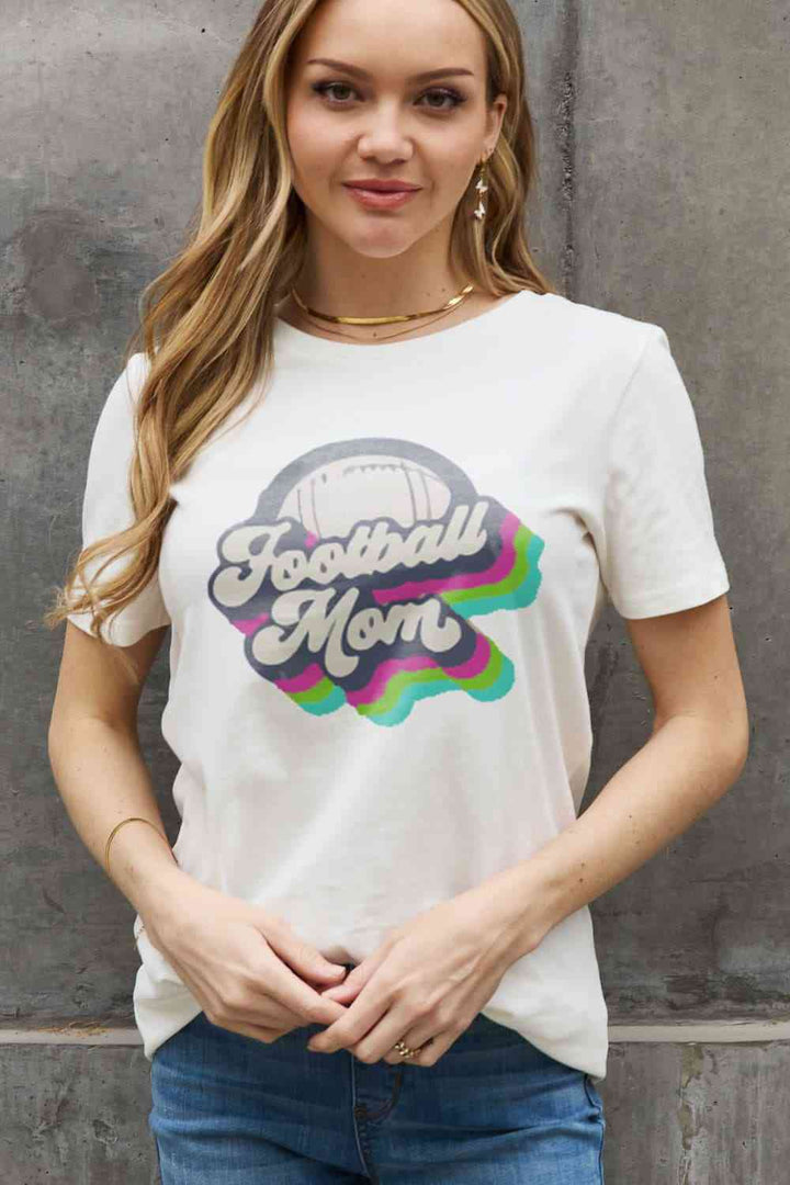 Simply Love Full Size FOOTBALL MOM Graphic Cotton Tee | 1mrk.com