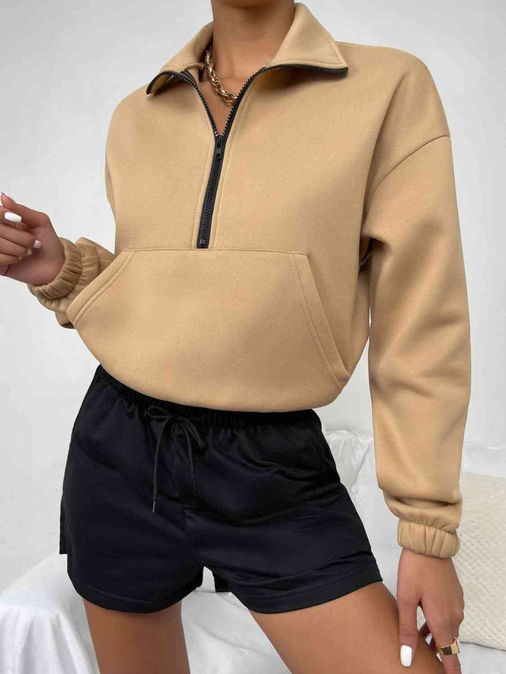 Half-Zip Dropped Shoulder Sweatshirt |1mrk.com