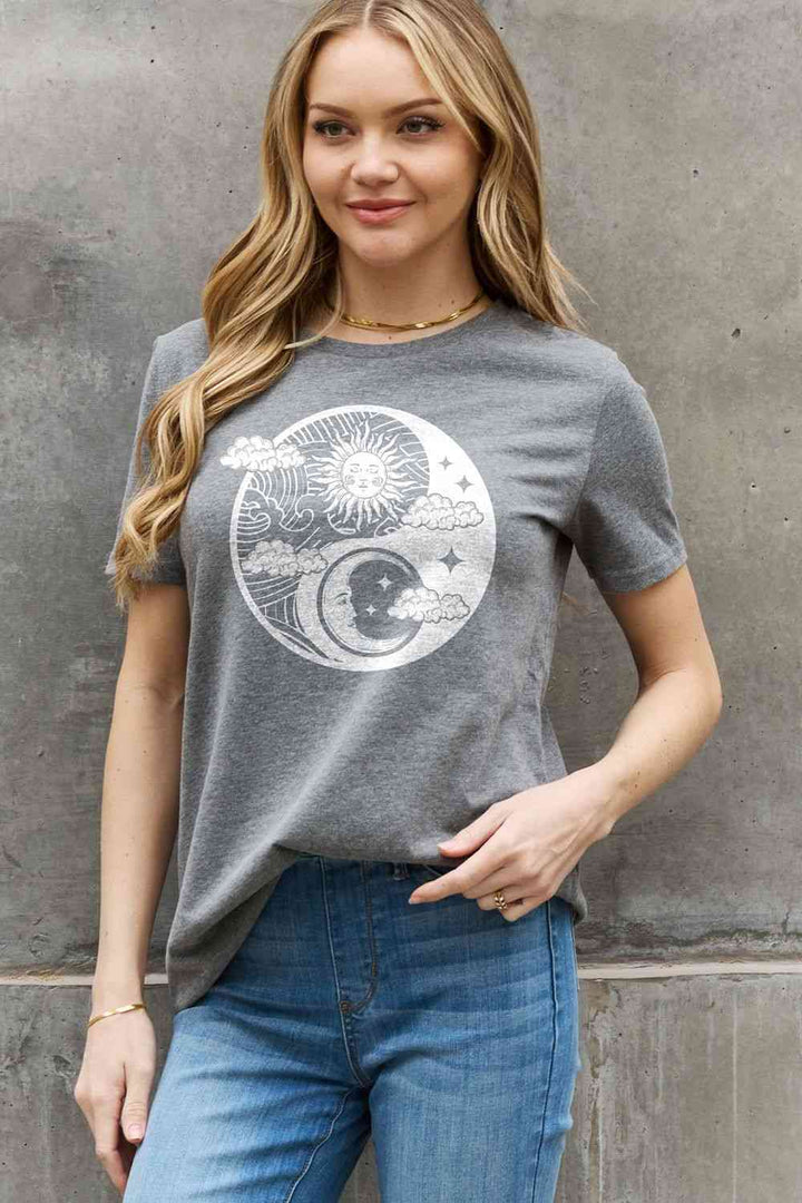 Simply Love Simply Love Full Size Sun and Moon Graphic Cotton Tee | 1mrk.com
