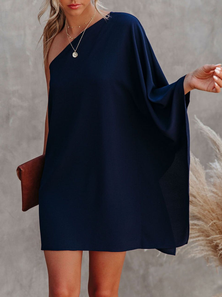 Single Shoulder Kimono Sleeve Mini Dress | Trendsi