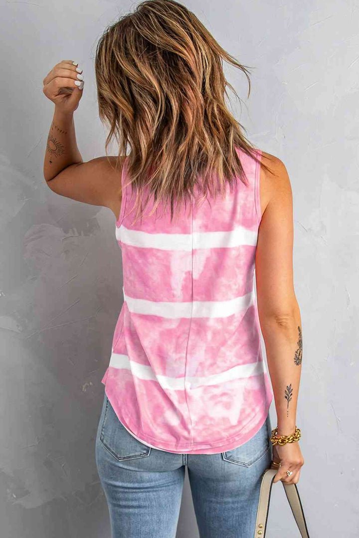 Tie-Dye Scoop Neck Henley Tank | 1mrk.com