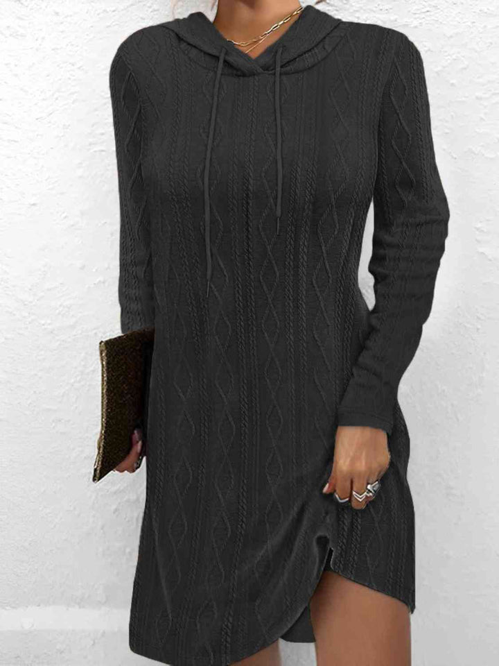 Drawstring Hooded Sweater Dress | 1mrk.com